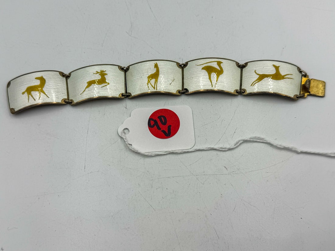 ART DECO ENAMELED STERLING SILVER BRACELET (1 of 5)