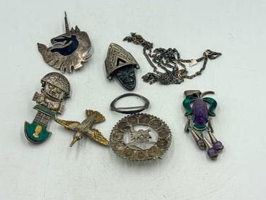 LOT OF VINTAGE STERING SIVLER PINS