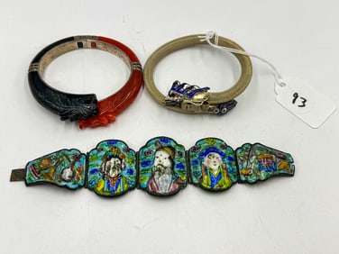3 CHINESE SILVER BRACELETS