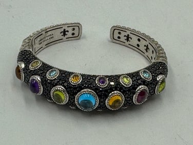 A STERLING SILVER JUDITH RIPKA HINGED BRACELET