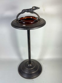 ART DECO ASH TRAY W/ GAZELLE, 10.5" DIAMETER X 27"