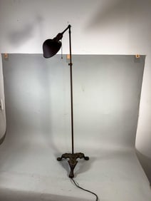 ANTIQUE COPPER FLOOR LAMP W/ CAST IRON BASE, 12" X 45"