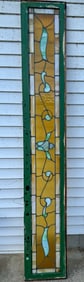 LARGE ANTIQUE STAINED GLASS WINDOW, 15.5" X 92"