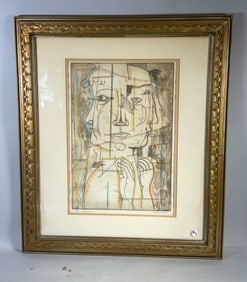 ERVING AMEN PRINT "JANUS", 24" X 28" FRAMED AND 12" X 18" SIGHT