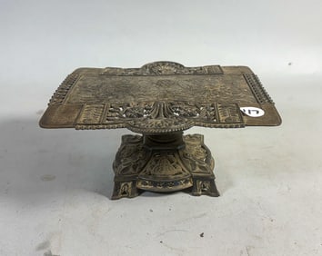 AESTHETIC MOVEMENT SILVER PLATED CARD TRAY, 7" X 3.5" X 8"