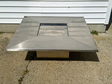 STAINLESS STEEL COFFEE TABLE, 40" X 40" X 14"