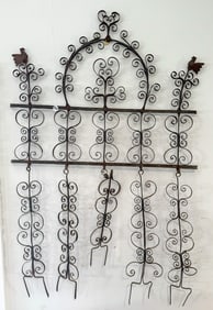 VINTAGE WROUGHT METAL POT HANGER, 26" X 38"