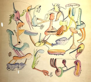 WILLIAM THAYER PEN AND INK DRAWING, 28" X 22"