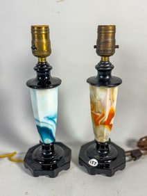 PAIR OF AGATE LAMPS, 15" EACH