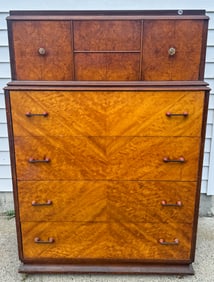 ART DECO CHEST OF DRAWERS, 37" X 19" X 54"