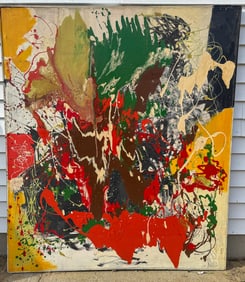 WOVEN LAYER ABSTRACT OIL ON CANVAS, 50" X 59"