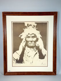 ARTHUR MORANO "YELLOW BULL" PRINT, SIGNED AND DATED. 118/300, 24" X 29" FRAMED AND 16" X 20.5" SIGHT