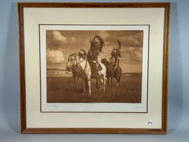 EDWARD CURTIS "SOUIX CHIEFS" PHOTOGRAVURE, 24" X 21" FRAMED AND 17" X 14" SIGHT