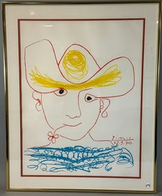 PABLO PICASSO 1971 PRINT "YOUNG SPANISH PEASANT", 24.5" X 30.5" FRAMED AND 19" X 25" SIGHT