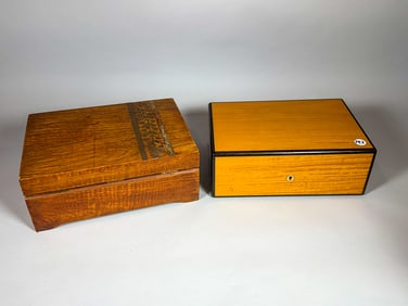 2 VINTAGE JEWELRY BOXES, 11" X 8.5" X 4.5"