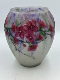 A G. ARGY-ROUSSEAU 5.5" TALL ART GLASS VASE, 5" DIAMETER