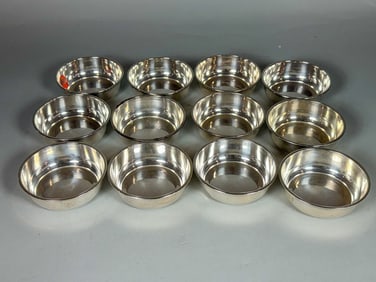 SET OF 12 INTERNATIONAL STERLING SILVER SAUCER CUPS, 18.8 OZT