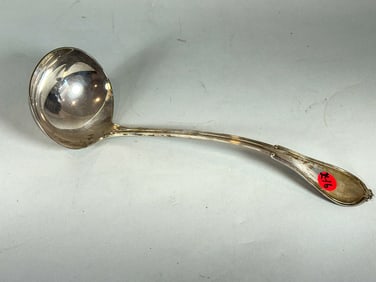 A STERLING SILVER STARR AND MARCUS LADLE AND MISC STERLING SILVER SALT AND PEPPERS