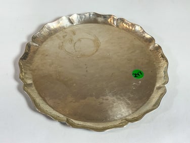 HAMMERED MEXICAN SILVER TRAY, 9.74 OZT