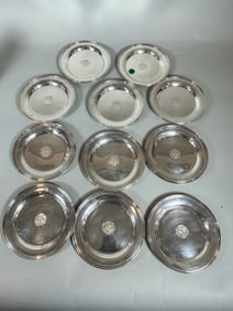 12 STERLING SILVER BREAD PLATES, 33.82 OZT