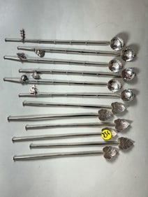 LOT OF STERLING SILVER ICE TEA SIPPERS, 3.18 OZT