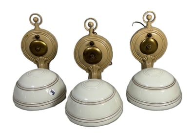 3 ART DECO GLASS SCONCES, 6" X 7.5" X 10"