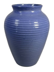 LARGE BAUER BLUE VASE, 10" DIAMETER X 15" TALL