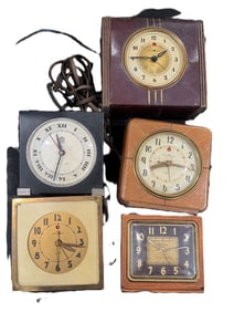 5 GE DECO CLOCKS, 8" X 5" AND SMALLER