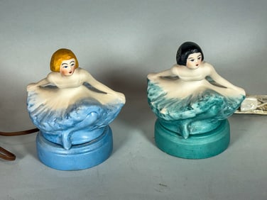 2 ART DECO PERFUME BURNERS, 7" EACH