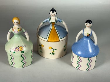 3 FULPER FIGURAL HAIR RECEIVERS, 6.5" X 4" AND SMALLER