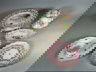 PORCELAIN LOT INC. MEISSEN CUP AND SAUCER, ROYAL DAULTON, LIMOGE, ETC. 9.25" X 4"