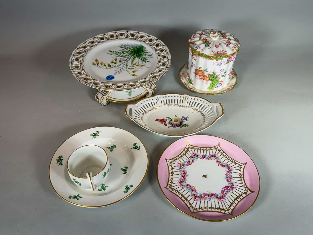 PORCELAIN LOT INC. MEISSEN CUP AND SAUCER, ROYAL DAULTON, LIMOGE, ETC. 9.25" X 4" (1 of 8)