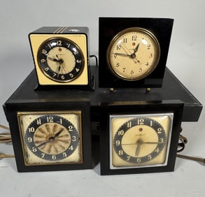 4 ART DECO G.E. CLOCKS