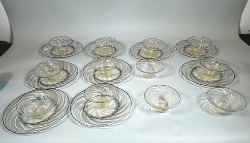 24 PIECES MURANO GLASS BOWLS W/ LINERS, 8.5" LINERS AND 5" X 2.25" BOWLS