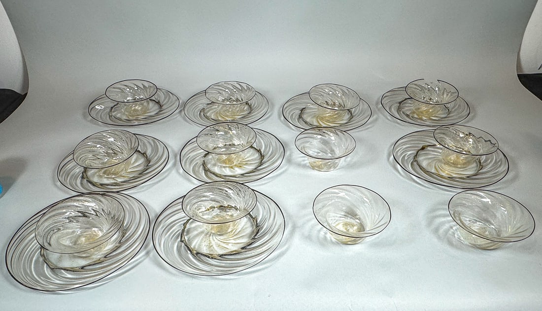 24 PIECES MURANO GLASS BOWLS W/ LINERS, 8.5" LINERS AND 5" X 2.25" BOWLS: 24 PIECES MURANO GLASS BOWLS W/ LINERS, 8.5" LINERS AND 5" X 2.25" BOWLS