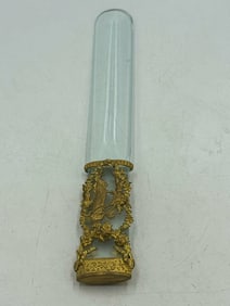 A NAPOLEON III ROCK CRYSTAL AND AND GILT PAGE TURNER, 8" X 1"