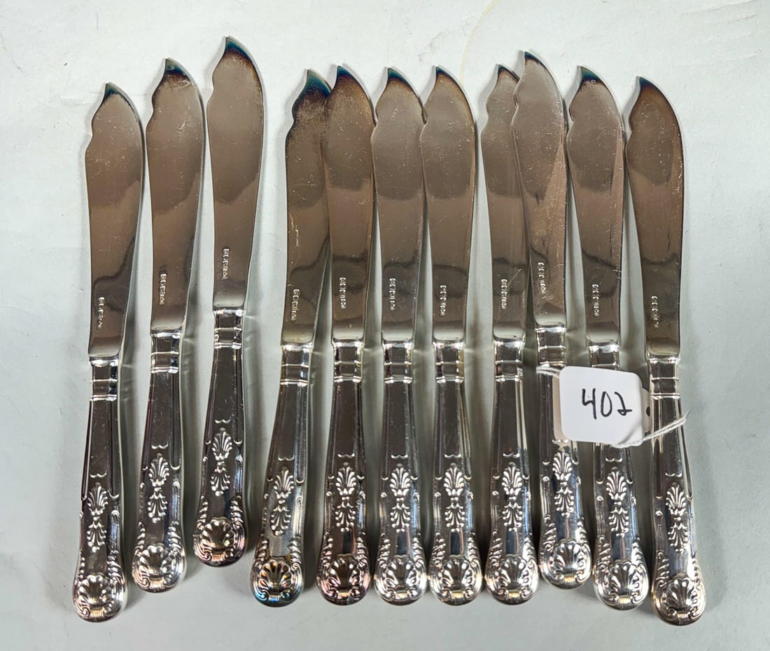10 ENGLISH STERLING SILVER KNIVES, 849 GRAMS (1 of 3)
