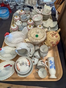 TWO TRAY LOTS PORCELAINS AND GLASSWARE, INCLUDING ROYAL WORCESTER