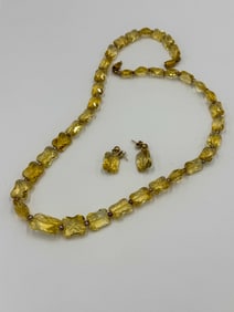 18K GOLD AND CITRINE NECKLACE AND EARRING SET