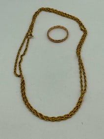 14K GOLD NECKLACE AND RING, 5.7 GRAMS