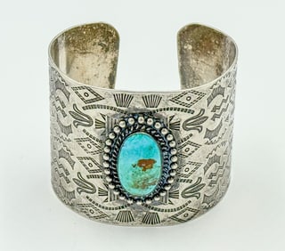 STERLING SILVER AND TURQOUISE CUFF BRACELET