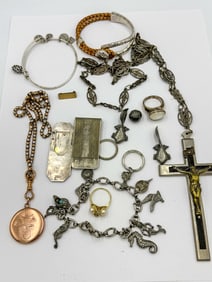 A LOT OF STERLING SILVER JEWELRY AND LOOSE GEMSTONES