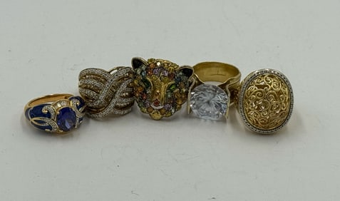 4 VERMEIL AND GEMSTONE RINGS