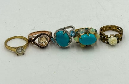4 VERMEIL AND GEMSTONE RINGS