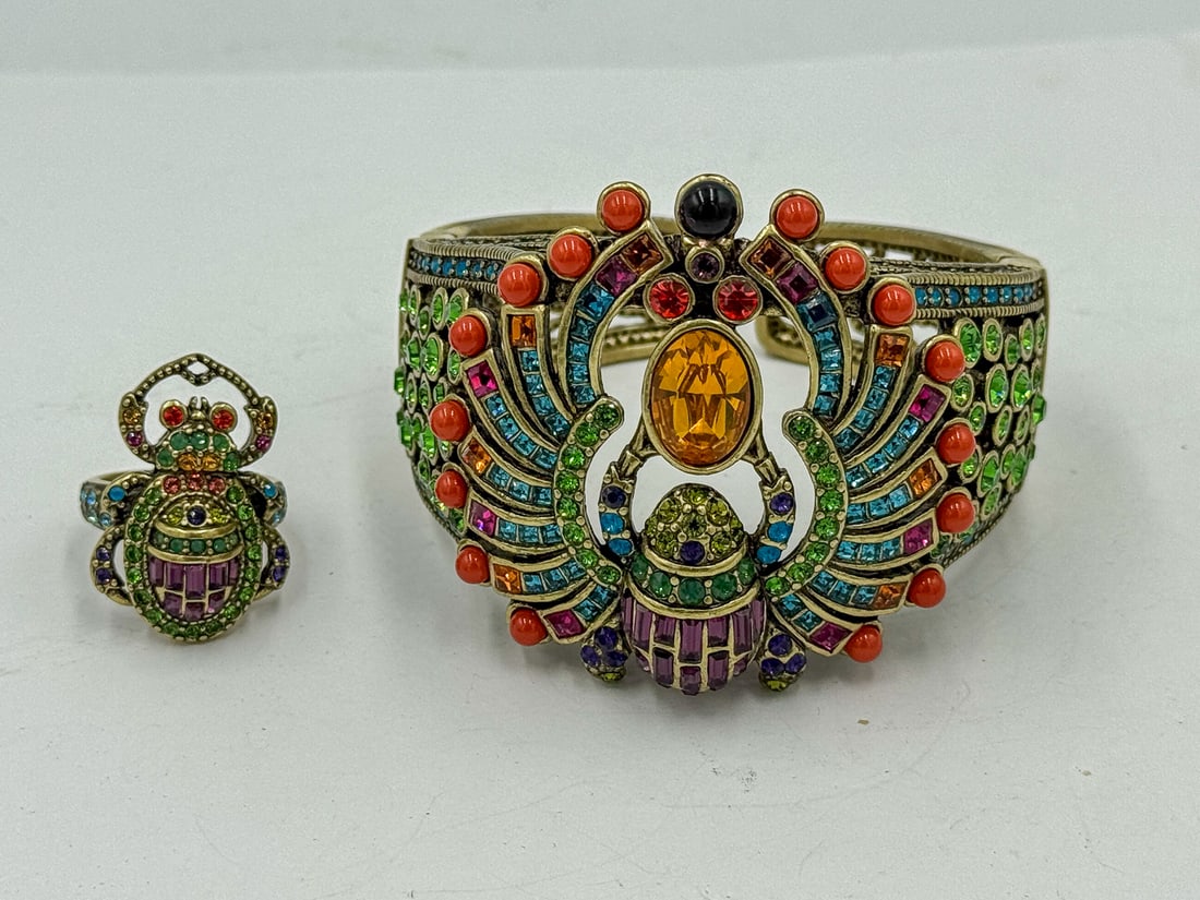 HEIDE DAUS SCARAB BRACELET AND RING LOT (1 of 2)