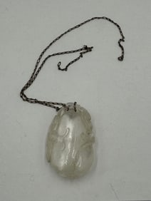ANTIQUE CHINESE ROCK CRYSTAL PENDANT NECKLACE