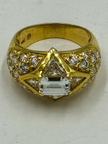 14K GOLD AND CZ RING