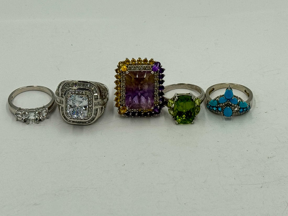 5 STERLING SILVER GEMSTONE RINGS (1 of 4)