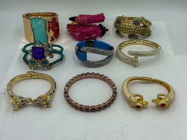 SIGNED DESIGNER COSTUME BANGLE BLING BRACELETS