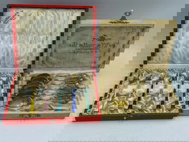 BOXED HALBERSTADTS ENAMELED STERLING FORKS AND BOXED MAUSER STERLING SPOONS